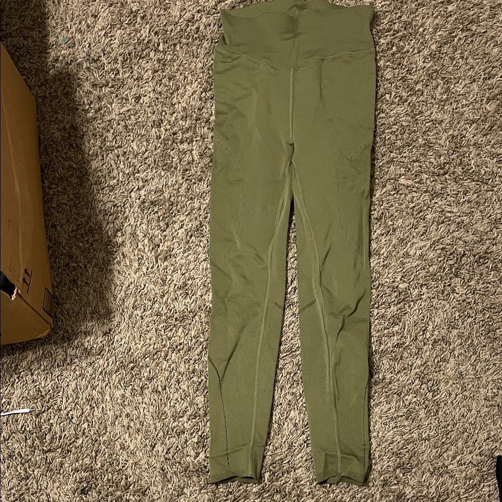Fabletics Olive Green High-Waist Leggings set with matching sport bra
